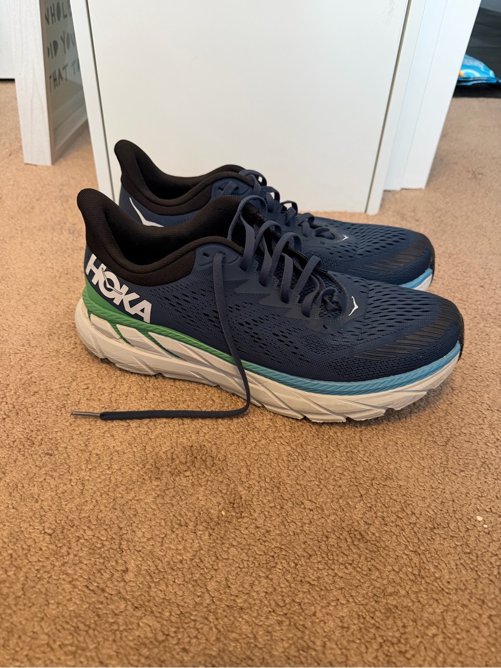 Hoka Men's Navy and Green Road Running Shoes